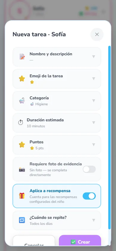 Formulario para crear una misión