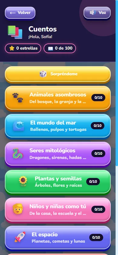 Módulo Cuentos con sus colecciones